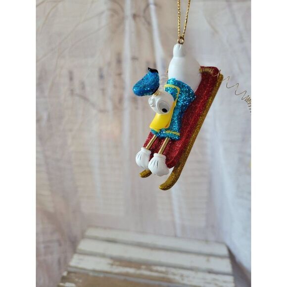 Disney Daffy duck sledding sparkle spring ornament Xmas holiday tree - Picture 1 of 7